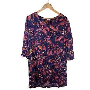 BeachLunchLounge XL Dress Floral Print 3/4‎ Sleeve Boho Relaxed Fit